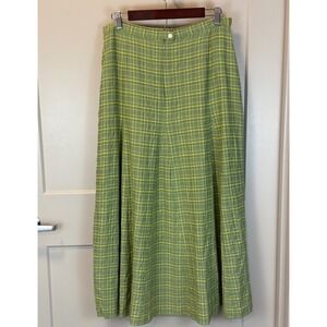 Rare Vintage Oilily Plaid A-Line Maxi Length Skirt Sage Green Fully Lined 44/ 12